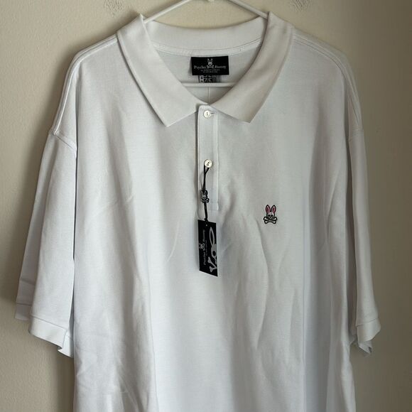 Psycho Bunny Men short sleeve logo white polo work casual designer size 4XL NWT - Picture 2 of 8